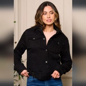 #6 🌼Women's Sherpa Denim Jacket Long Sleeve with Pockets Attached Belt